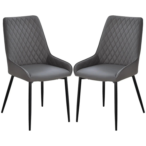 Aosom Dining Chair Grey Modern Dining Chairs With Faux Leather and Metal Legs (Set of 2) - Available in 6 Colours