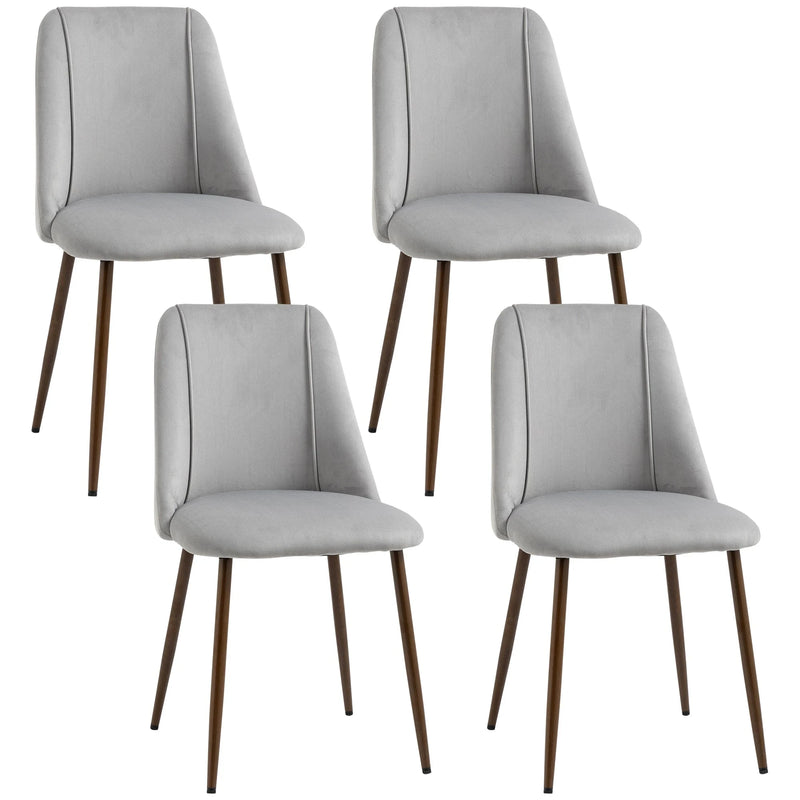 Aosom Dining Chair Grey Upholstered Velvet Accent Dining Chairs (Set of 4) - Available in 4 Colours