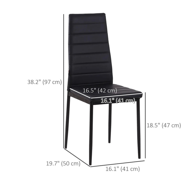 Aosom Dining Chair High Back Dining Chairs With Upholstered Faux Leather (Set of 4) - Available in 3 Colours