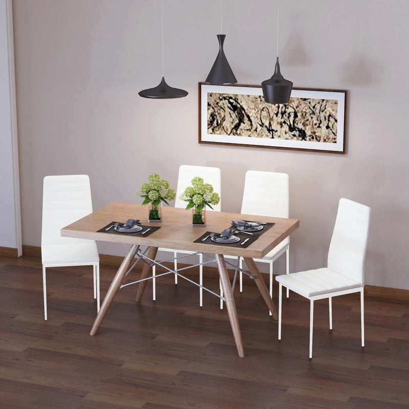 Aosom Dining Chair High Back Dining Chairs With Upholstered Faux Leather (Set of 4) - Available in 3 Colours