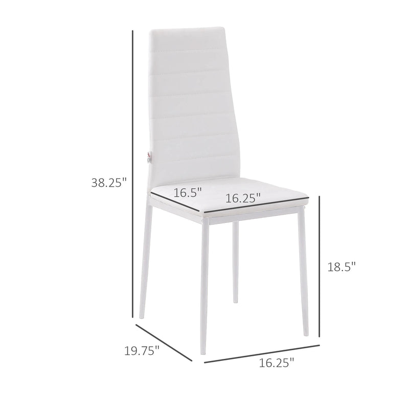 Aosom Dining Chair High Back Dining Chairs With Upholstered Faux Leather (Set of 4) - Available in 3 Colours