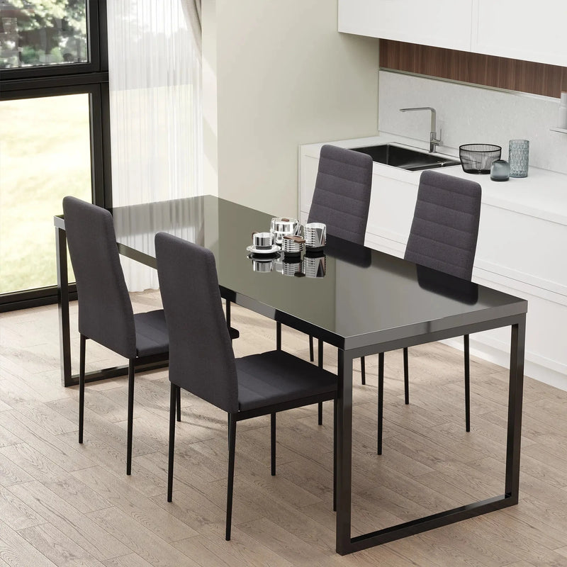 Aosom Dining Chair High Back Dining Chairs With Upholstered Faux Leather (Set of 4) - Available in 3 Colours