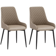 Aosom Dining Chair Khaki Modern Dining Chairs With Faux Leather and Metal Legs (Set of 2) - Available in 6 Colours