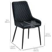 Aosom Dining Chair Modern Dining Chairs With Faux Leather and Metal Legs (Set of 2) - Available in 6 Colours