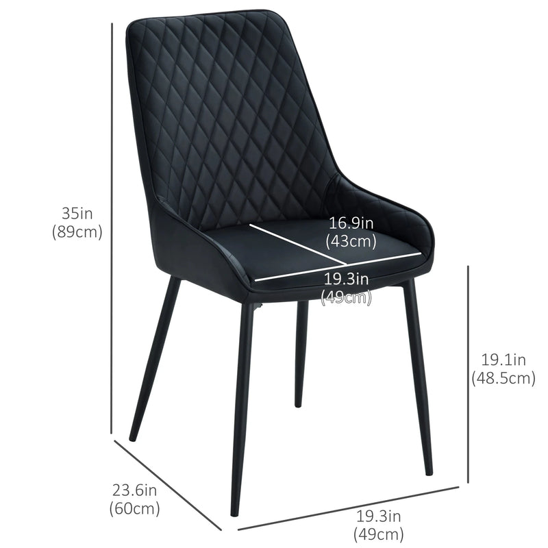 Aosom Dining Chair Modern Dining Chairs With Faux Leather and Metal Legs (Set of 2) - Available in 6 Colours