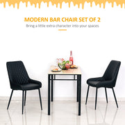 Aosom Dining Chair Modern Dining Chairs With Faux Leather and Metal Legs (Set of 2) - Available in 6 Colours