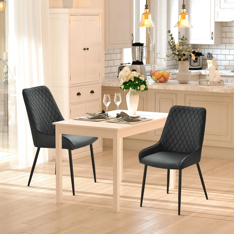 Aosom Dining Chair Modern Dining Chairs With Faux Leather and Metal Legs (Set of 2) - Available in 6 Colours