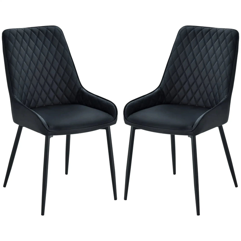 Aosom Dining Chair Modern Dining Chairs With Faux Leather and Metal Legs (Set of 2) - Available in 6 Colours