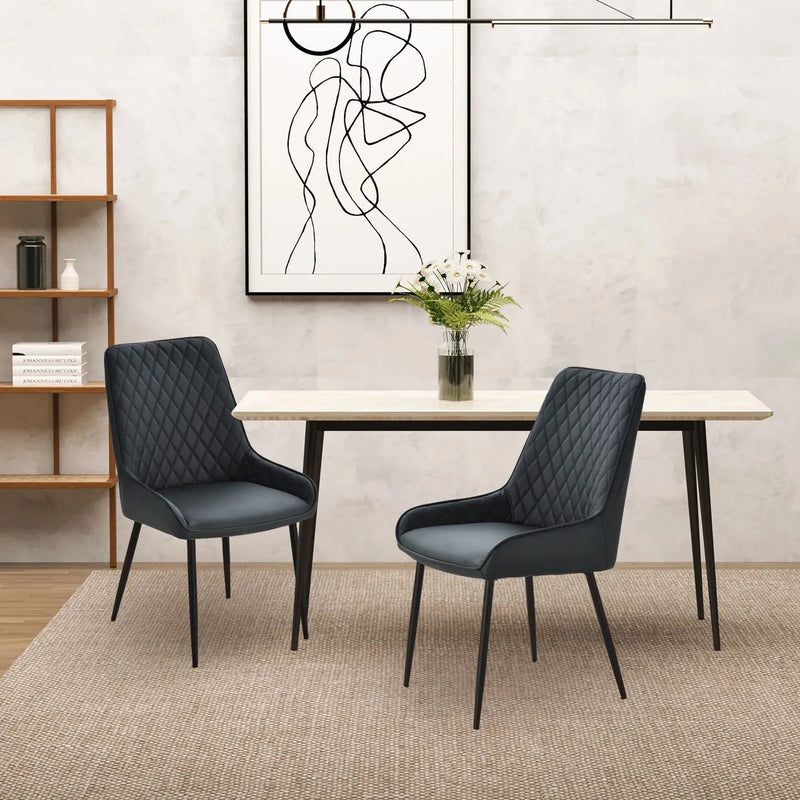 Aosom Dining Chair Modern Dining Chairs With Faux Leather and Metal Legs (Set of 2) - Available in 6 Colours