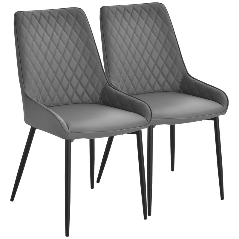 Aosom Dining Chair Modern Dining Chairs With Faux Leather and Metal Legs (Set of 2) - Available in 6 Colours