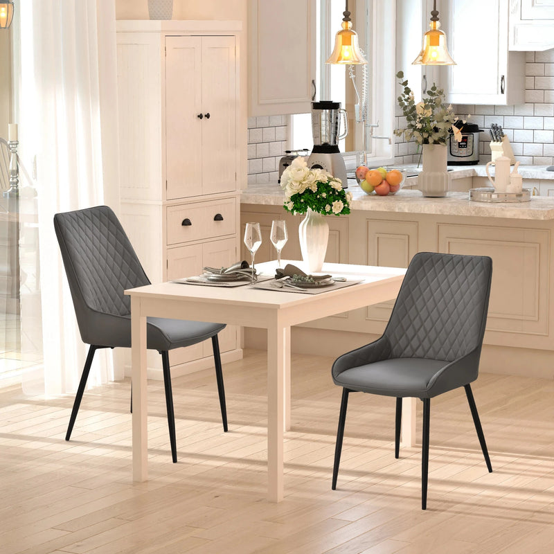 Aosom Dining Chair Modern Dining Chairs With Faux Leather and Metal Legs (Set of 2) - Available in 6 Colours