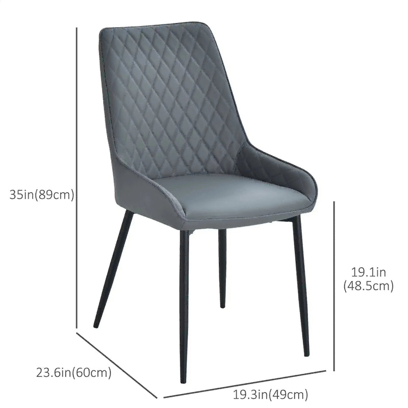 Aosom Dining Chair Modern Dining Chairs With Faux Leather and Metal Legs (Set of 2) - Available in 6 Colours