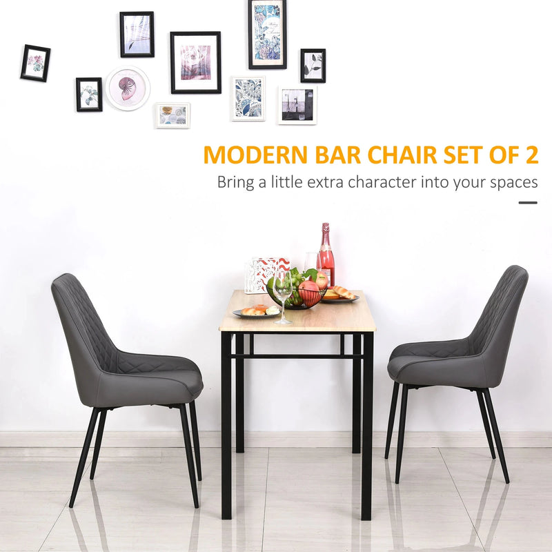 Aosom Dining Chair Modern Dining Chairs With Faux Leather and Metal Legs (Set of 2) - Available in 6 Colours