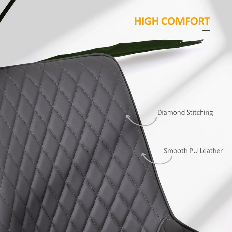 Aosom Dining Chair Modern Dining Chairs With Faux Leather and Metal Legs (Set of 2) - Available in 6 Colours