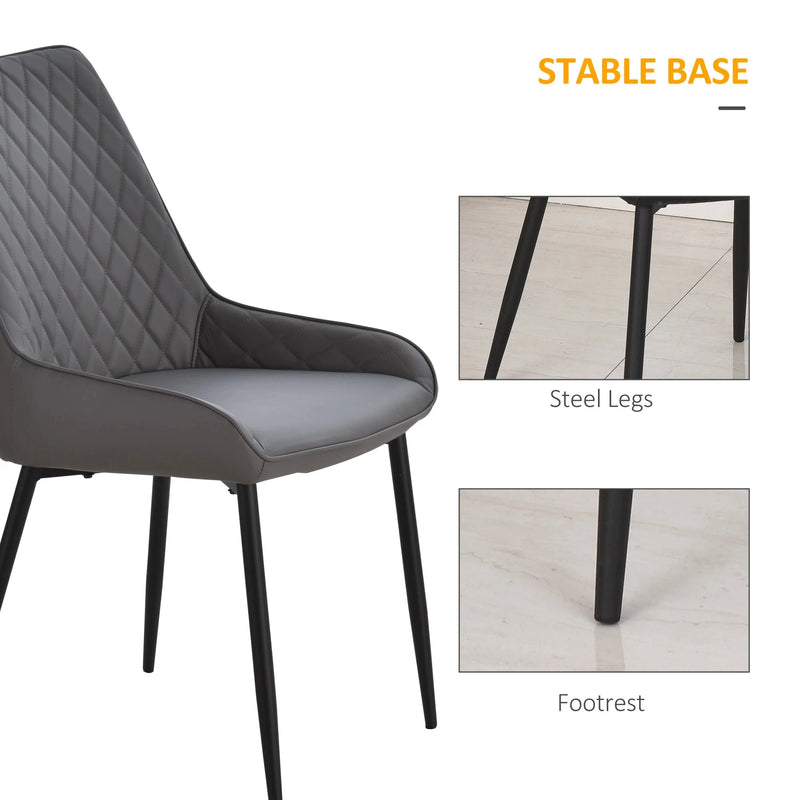 Aosom Dining Chair Modern Dining Chairs With Faux Leather and Metal Legs (Set of 2) - Available in 6 Colours