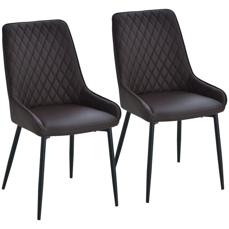 Aosom Dining Chair Modern Dining Chairs With Faux Leather and Metal Legs (Set of 2) - Available in 6 Colours