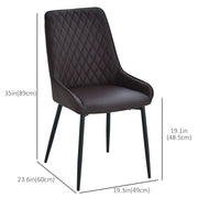 Aosom Dining Chair Modern Dining Chairs With Faux Leather and Metal Legs (Set of 2) - Available in 6 Colours