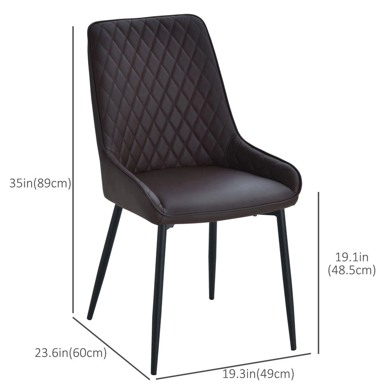 Aosom Dining Chair Modern Dining Chairs With Faux Leather and Metal Legs (Set of 2) - Available in 6 Colours
