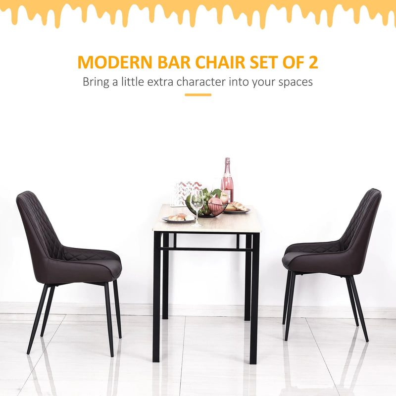 Aosom Dining Chair Modern Dining Chairs With Faux Leather and Metal Legs (Set of 2) - Available in 6 Colours