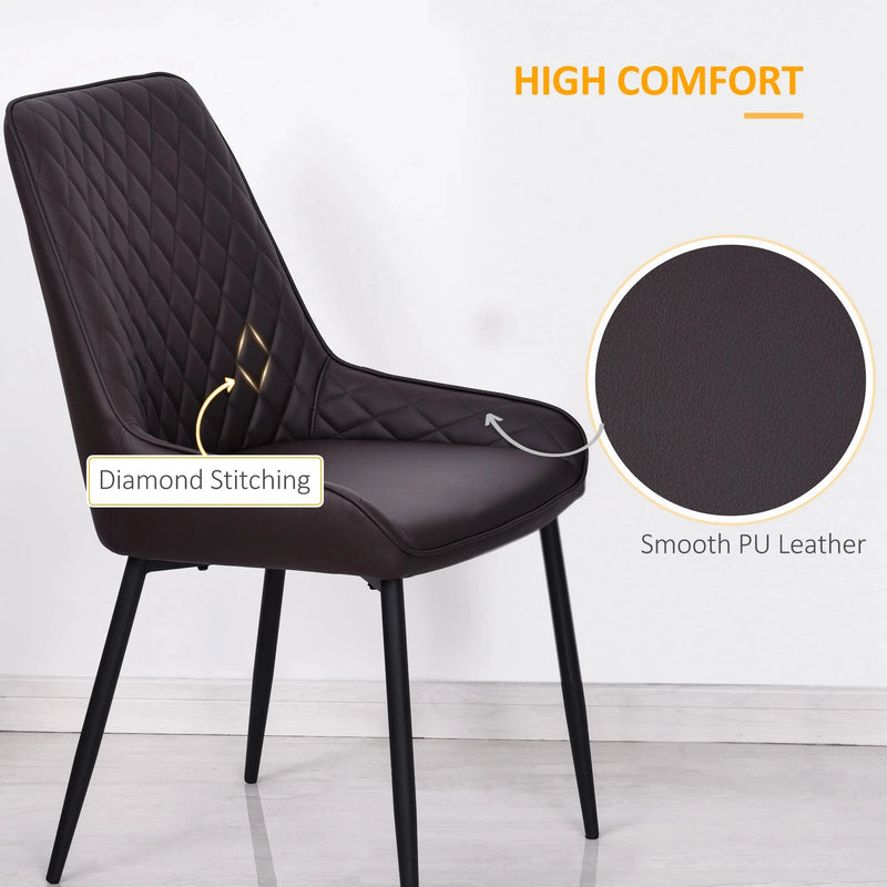 Aosom Dining Chair Modern Dining Chairs With Faux Leather and Metal Legs (Set of 2) - Available in 6 Colours