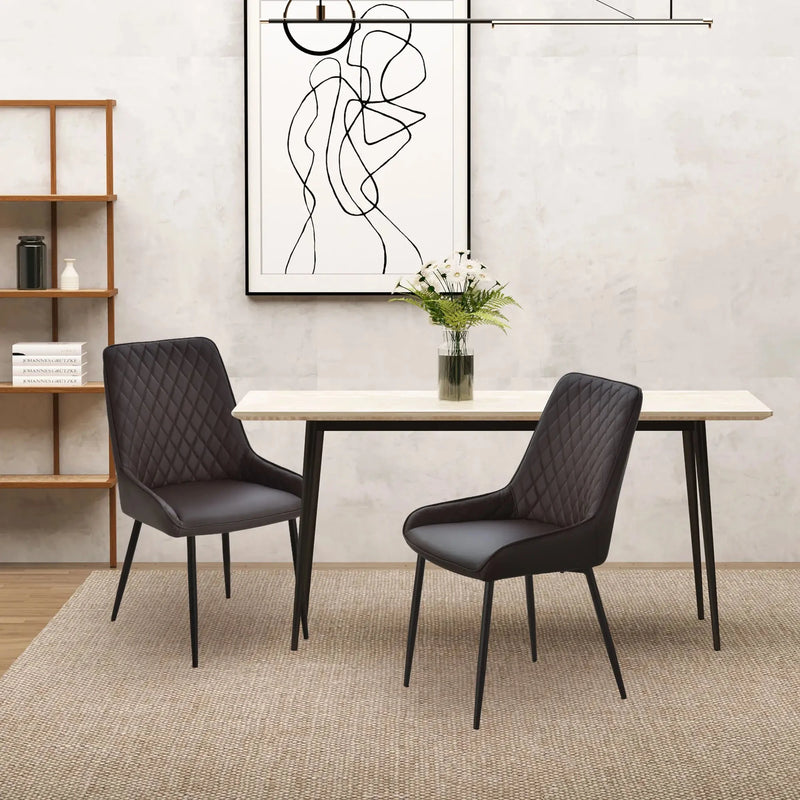 Aosom Dining Chair Modern Dining Chairs With Faux Leather and Metal Legs (Set of 2) - Available in 6 Colours