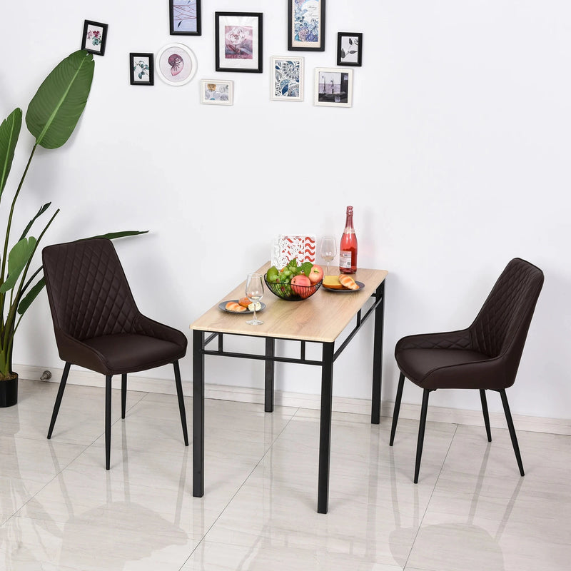 Aosom Dining Chair Modern Dining Chairs With Faux Leather and Metal Legs (Set of 2) - Available in 6 Colours
