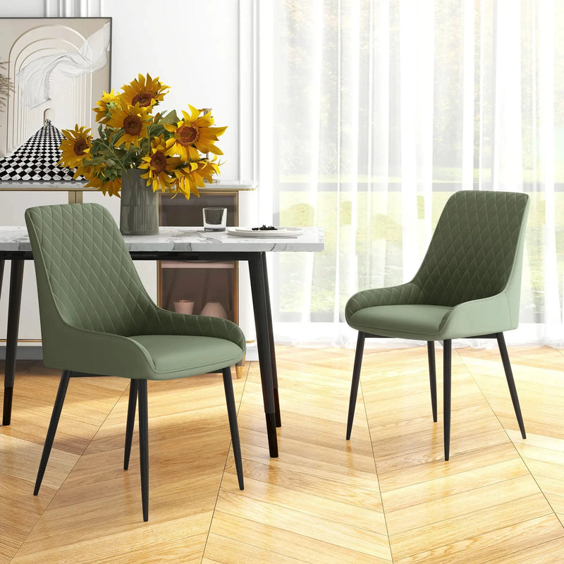 Aosom Dining Chair Modern Dining Chairs With Faux Leather and Metal Legs (Set of 2) - Available in 6 Colours