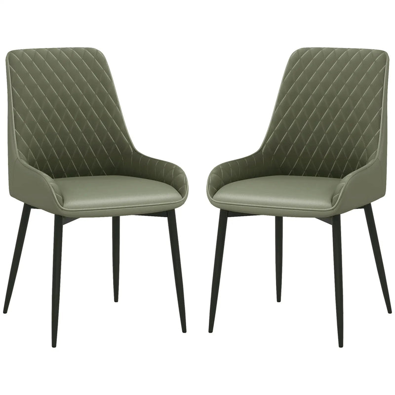 Aosom Dining Chair Modern Dining Chairs With Faux Leather and Metal Legs (Set of 2) - Available in 6 Colours