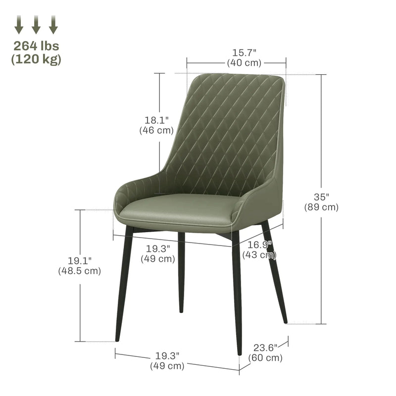 Aosom Dining Chair Modern Dining Chairs With Faux Leather and Metal Legs (Set of 2) - Available in 6 Colours