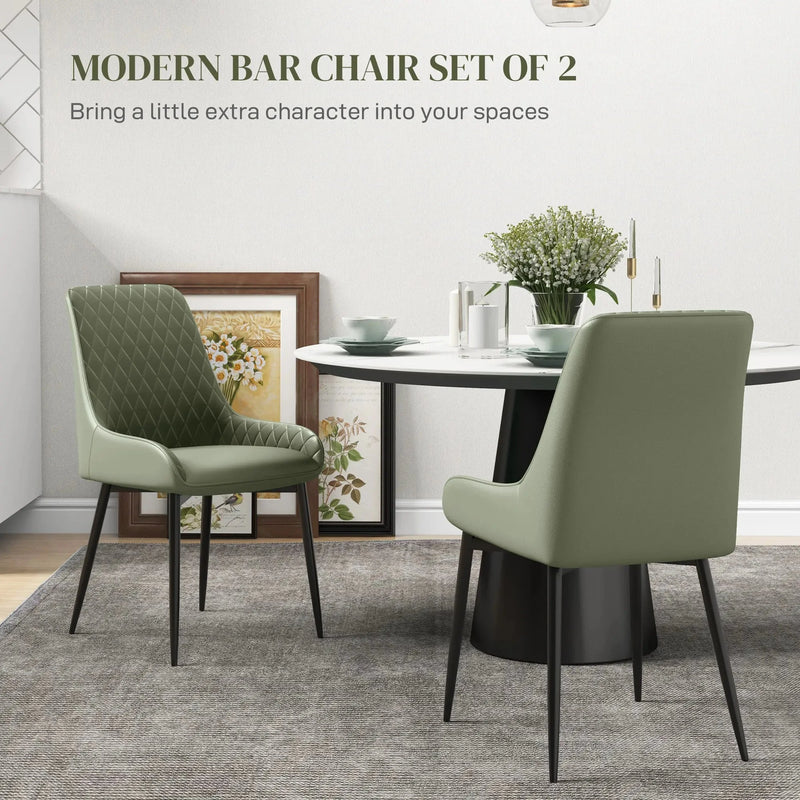Aosom Dining Chair Modern Dining Chairs With Faux Leather and Metal Legs (Set of 2) - Available in 6 Colours