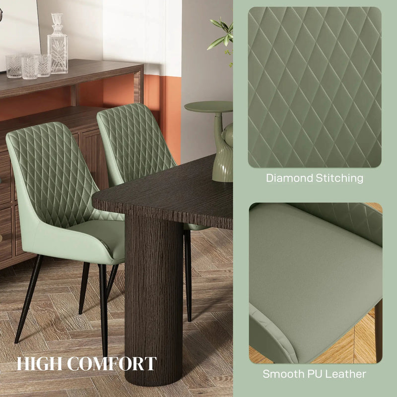 Aosom Dining Chair Modern Dining Chairs With Faux Leather and Metal Legs (Set of 2) - Available in 6 Colours