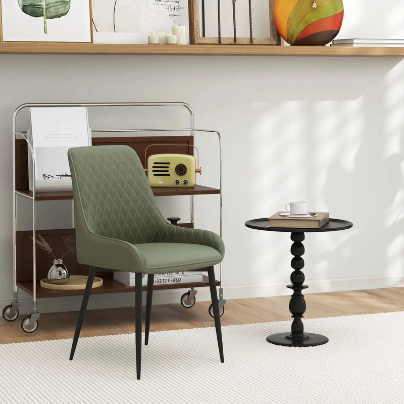 Aosom Dining Chair Modern Dining Chairs With Faux Leather and Metal Legs (Set of 2) - Available in 6 Colours