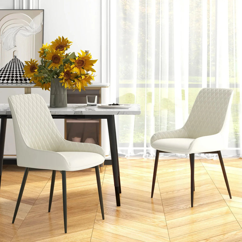 Aosom Dining Chair Modern Dining Chairs With Faux Leather and Metal Legs (Set of 2) - Available in 6 Colours