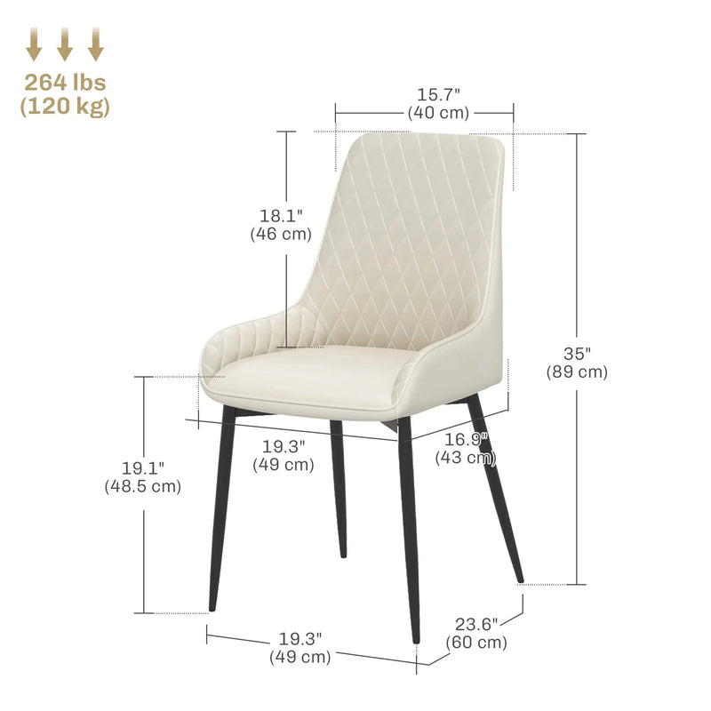 Aosom Dining Chair Modern Dining Chairs With Faux Leather and Metal Legs (Set of 2) - Available in 6 Colours