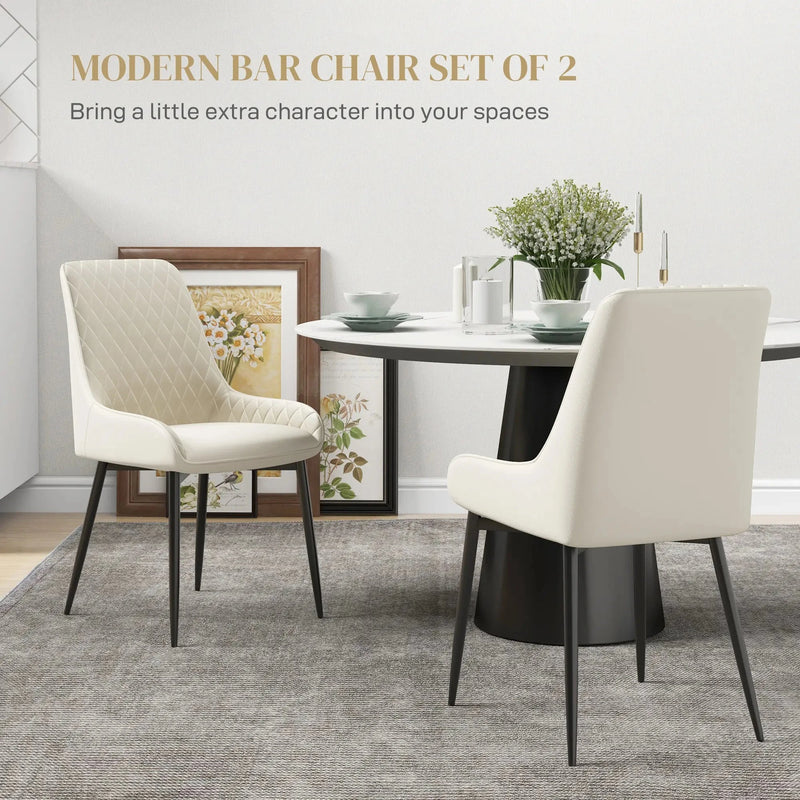 Aosom Dining Chair Modern Dining Chairs With Faux Leather and Metal Legs (Set of 2) - Available in 6 Colours