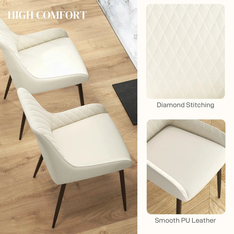 Aosom Dining Chair Modern Dining Chairs With Faux Leather and Metal Legs (Set of 2) - Available in 6 Colours