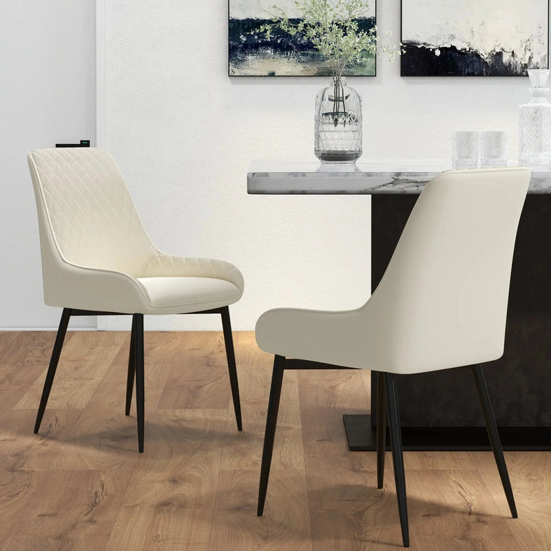 Aosom Dining Chair Modern Dining Chairs With Faux Leather and Metal Legs (Set of 2) - Available in 6 Colours