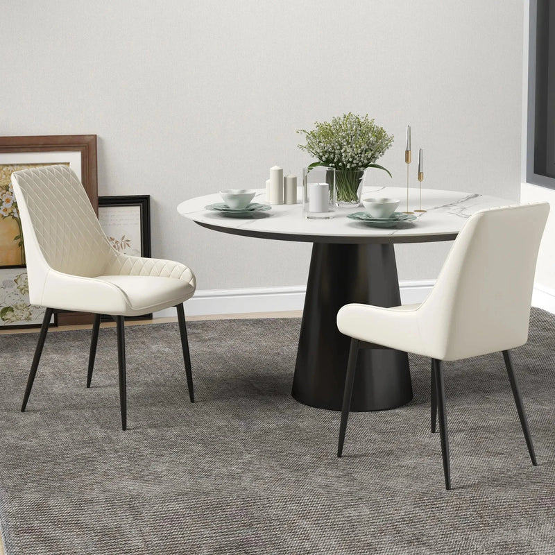 Aosom Dining Chair Modern Dining Chairs With Faux Leather and Metal Legs (Set of 2) - Available in 6 Colours
