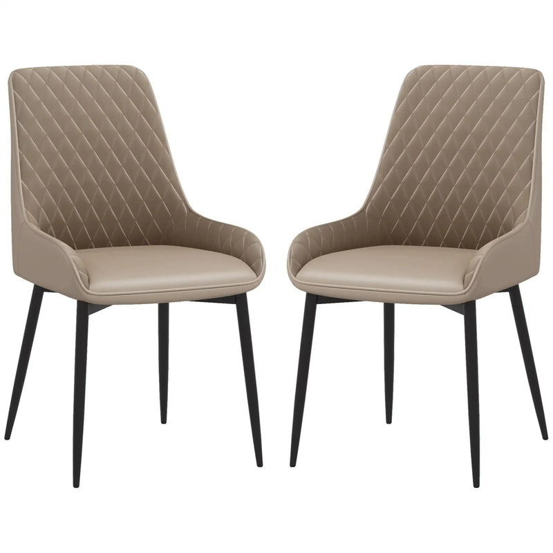 Aosom Dining Chair Modern Dining Chairs With Faux Leather and Metal Legs (Set of 2) - Available in 6 Colours