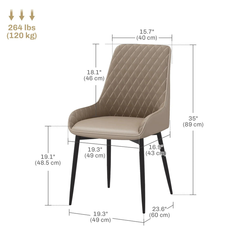 Aosom Dining Chair Modern Dining Chairs With Faux Leather and Metal Legs (Set of 2) - Available in 6 Colours