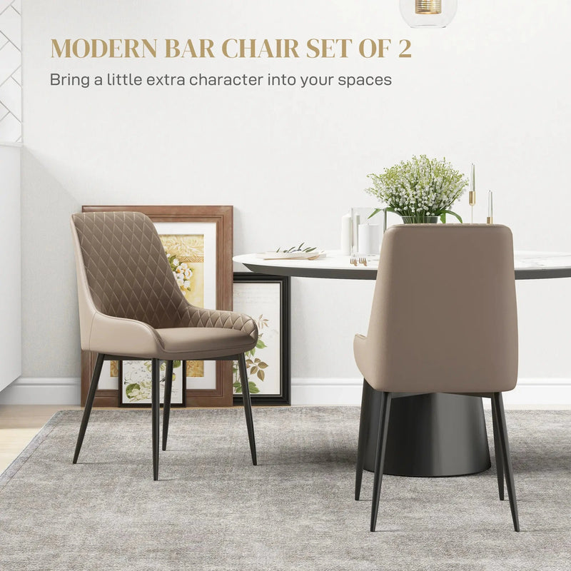 Aosom Dining Chair Modern Dining Chairs With Faux Leather and Metal Legs (Set of 2) - Available in 6 Colours