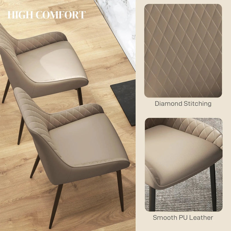 Aosom Dining Chair Modern Dining Chairs With Faux Leather and Metal Legs (Set of 2) - Available in 6 Colours