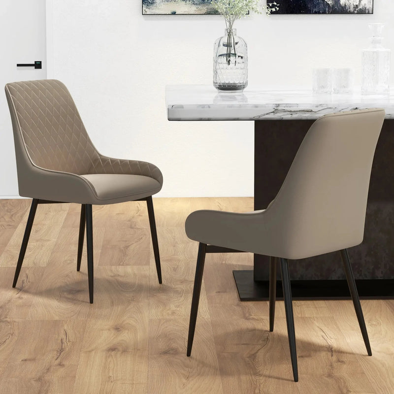 Aosom Dining Chair Modern Dining Chairs With Faux Leather and Metal Legs (Set of 2) - Available in 6 Colours