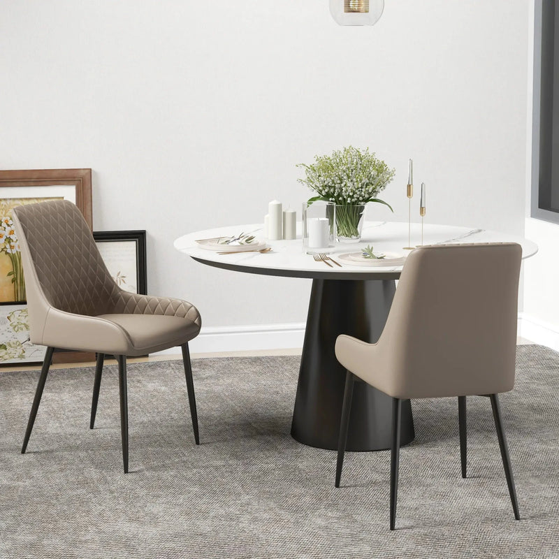 Aosom Dining Chair Modern Dining Chairs With Faux Leather and Metal Legs (Set of 2) - Available in 6 Colours