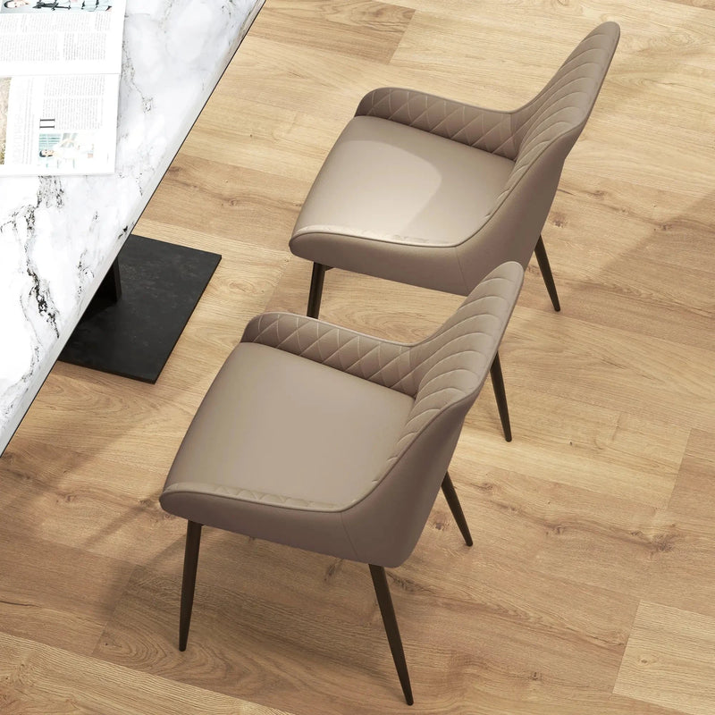 Aosom Dining Chair Modern Dining Chairs With Faux Leather and Metal Legs (Set of 2) - Available in 6 Colours