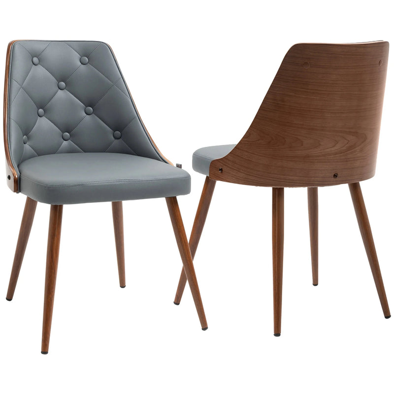 Aosom Dining Chair Tufted Faux Leather Upholstered Dining Chairs (Set of 2) - Available in 2 Colours