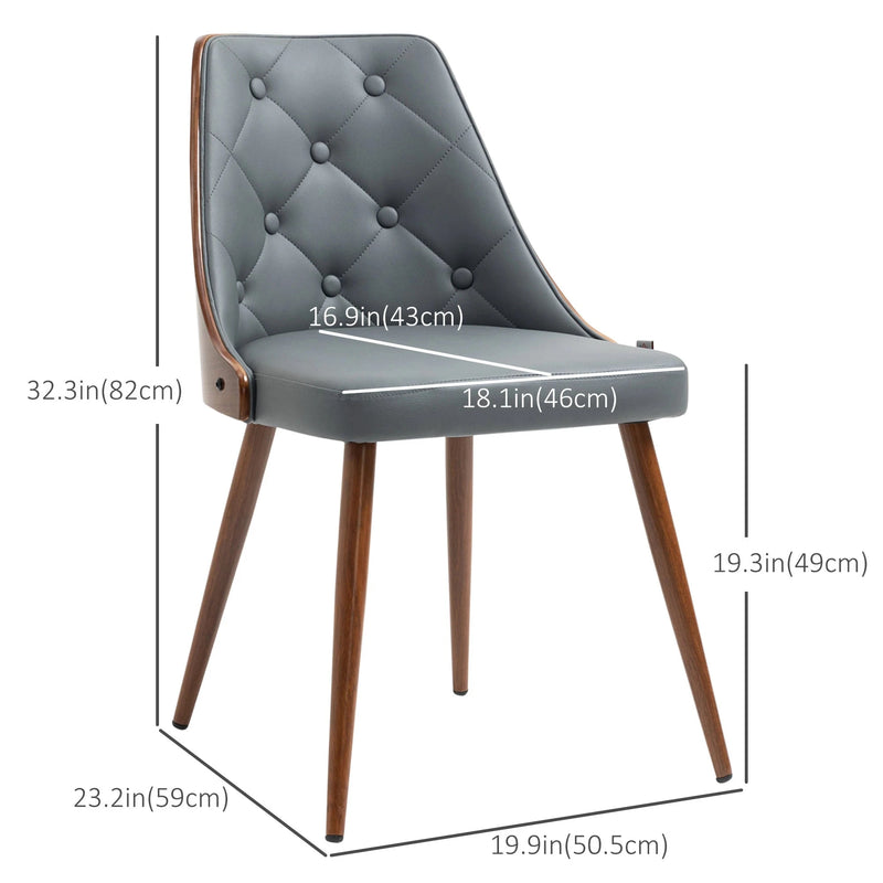 Aosom Dining Chair Tufted Faux Leather Upholstered Dining Chairs (Set of 2) - Available in 2 Colours