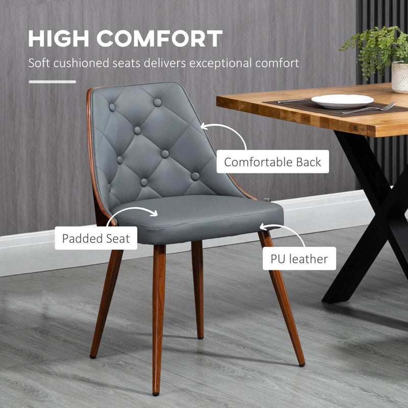 Aosom Dining Chair Tufted Faux Leather Upholstered Dining Chairs (Set of 2) - Available in 2 Colours