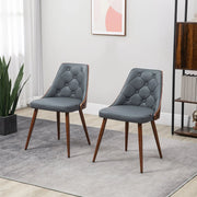 Aosom Dining Chair Tufted Faux Leather Upholstered Dining Chairs (Set of 2) - Available in 2 Colours