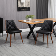 Aosom Dining Chair Tufted Faux Leather Upholstered Dining Chairs (Set of 2) - Available in 2 Colours